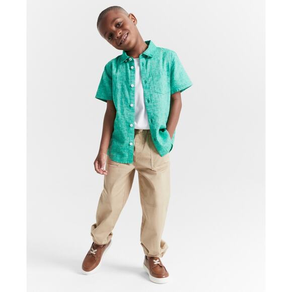 Epic Threads Little & Big Boys Heathered Short-Sleeve Shirt - Jewel Green - Picture 1 of 4